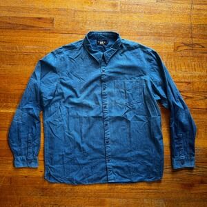 RRL Ralph Lauren Denim Chambray Work Shirt Men's XXL Blue Long Sleeve